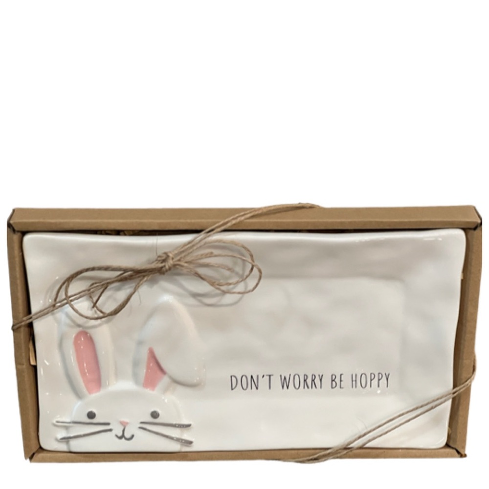 NEW Mud Pie Easter Serving Tray Don’t Worry Be Hoppy 🐰